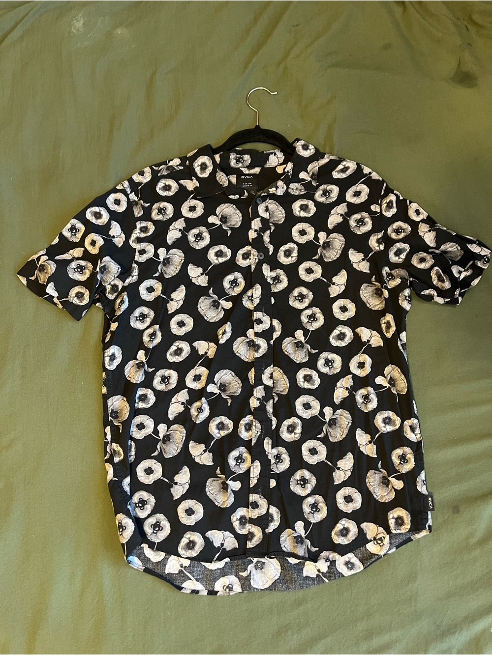 Short Sleeve Black Floral Button-Up Shirt